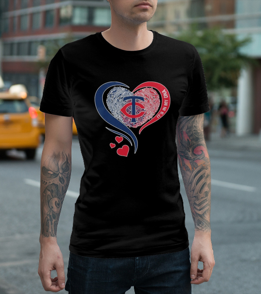 Minnesota Twins TC Logo It's In My DNA Heart Fingerprint Pattern T-Shirt
