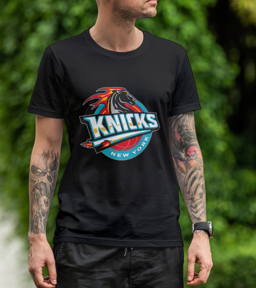 New York Knicks 2025 Horse Emblem With Blue And Red Accents T-Shirt