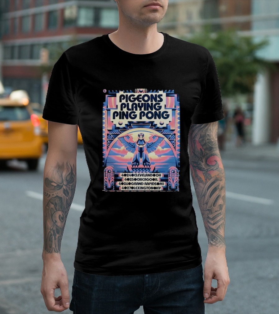 Pigeons Playing Ping Pong Midwest Tour 2025 Cleveland Chicago Grand Rapids Lexington T-Shirt