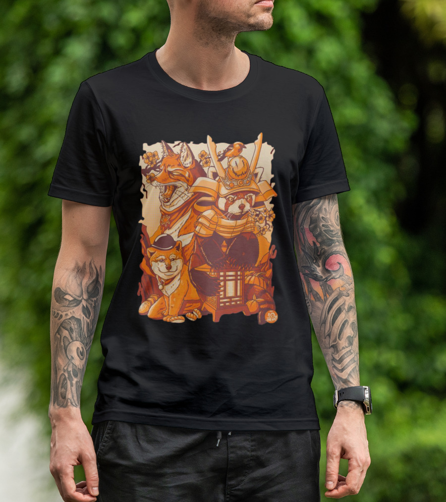 Placeholder Sizer 10th Anniversary Red Panda Samurai Fox Dog T-Shirt