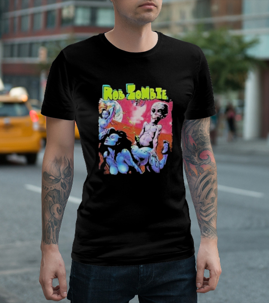 Rob Zombie Colorful Extraterrestrial Humor Scene T-Shirt