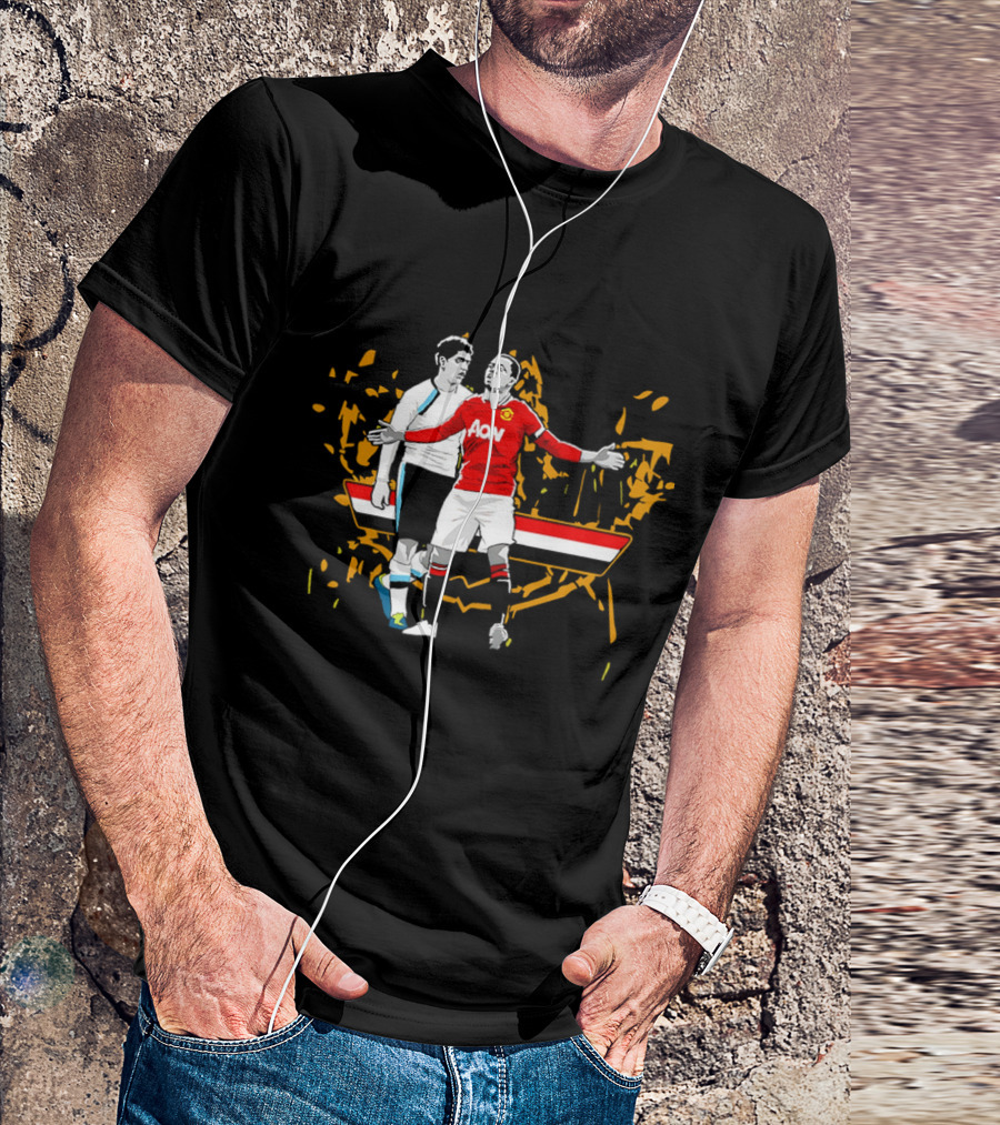 Patrice Evra Luis Suarez Caricature Cartoon AON Red And White Stripes T-Shirt