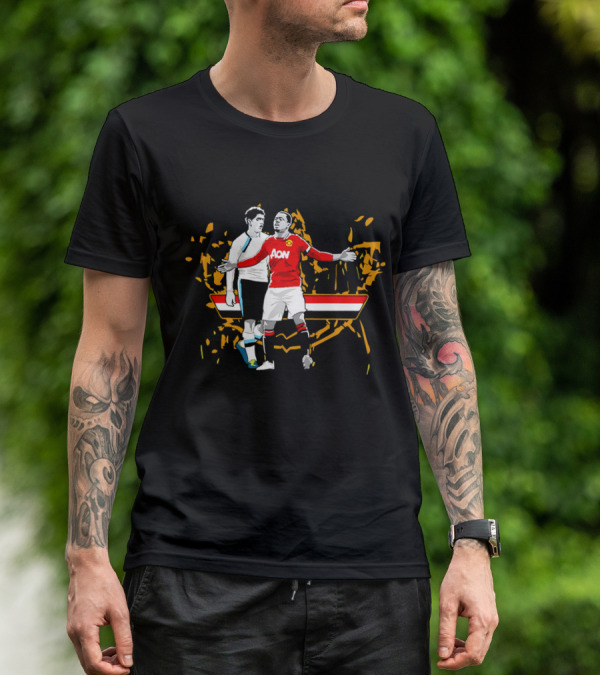 Patrice Evra Luis Suarez Caricature Cartoon AON Red And White Stripes T-Shirt