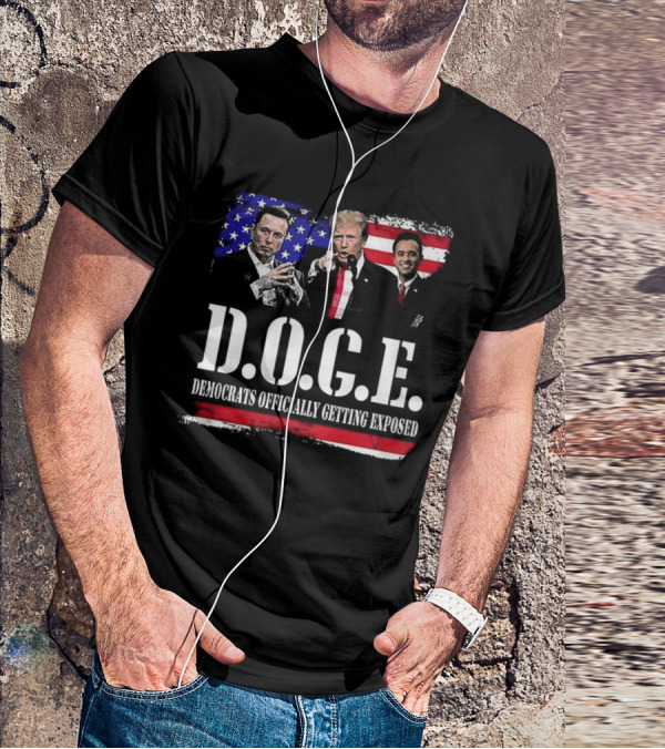 Patriot Pride Mens D.O.G.E Team Democrats Officially Getting Exposed USA Flag Icons T-Shirt