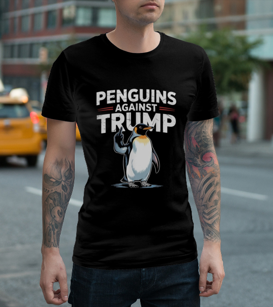 Penguins Against Trump Middle Finger Flippers Up T-Shirt