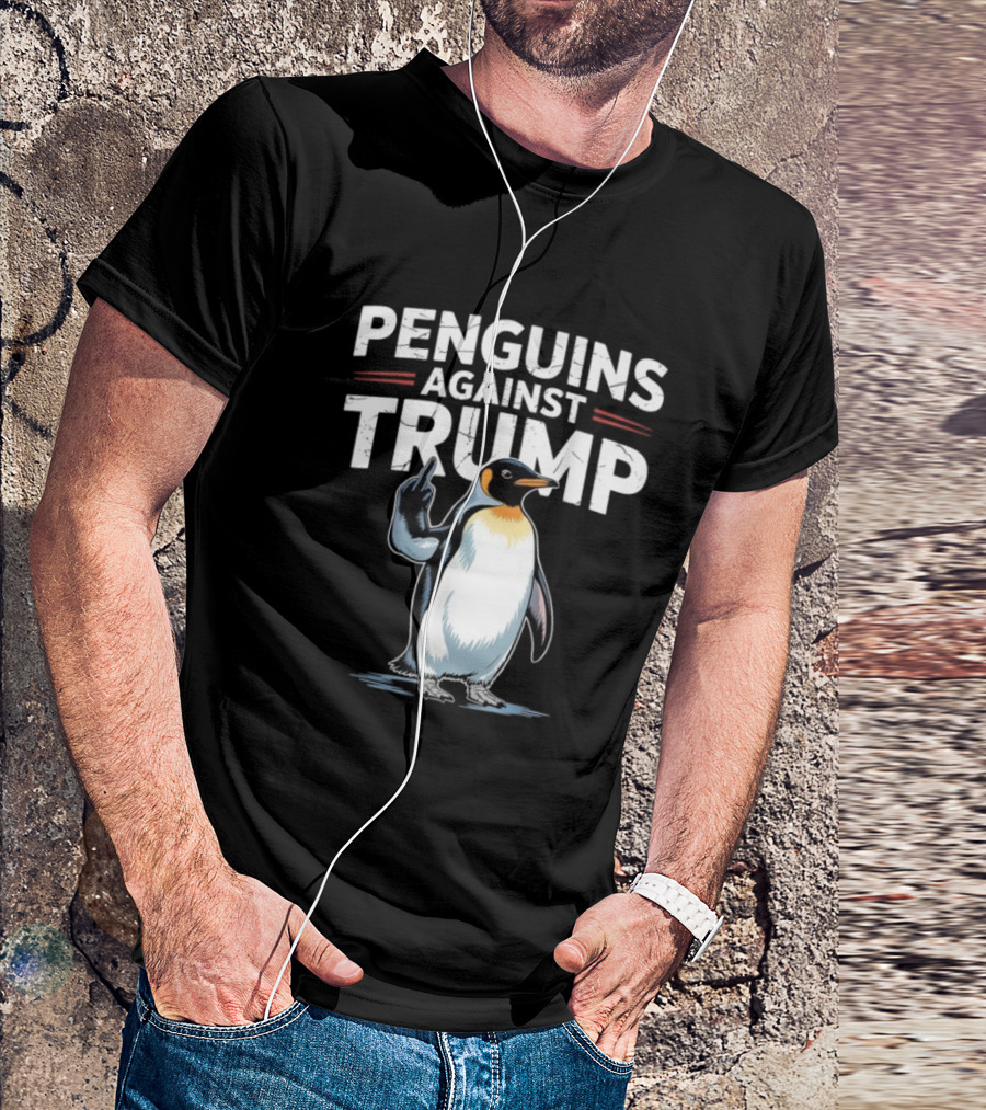 Penguins Against Trump Middle Finger Flippers Up T-Shirt
