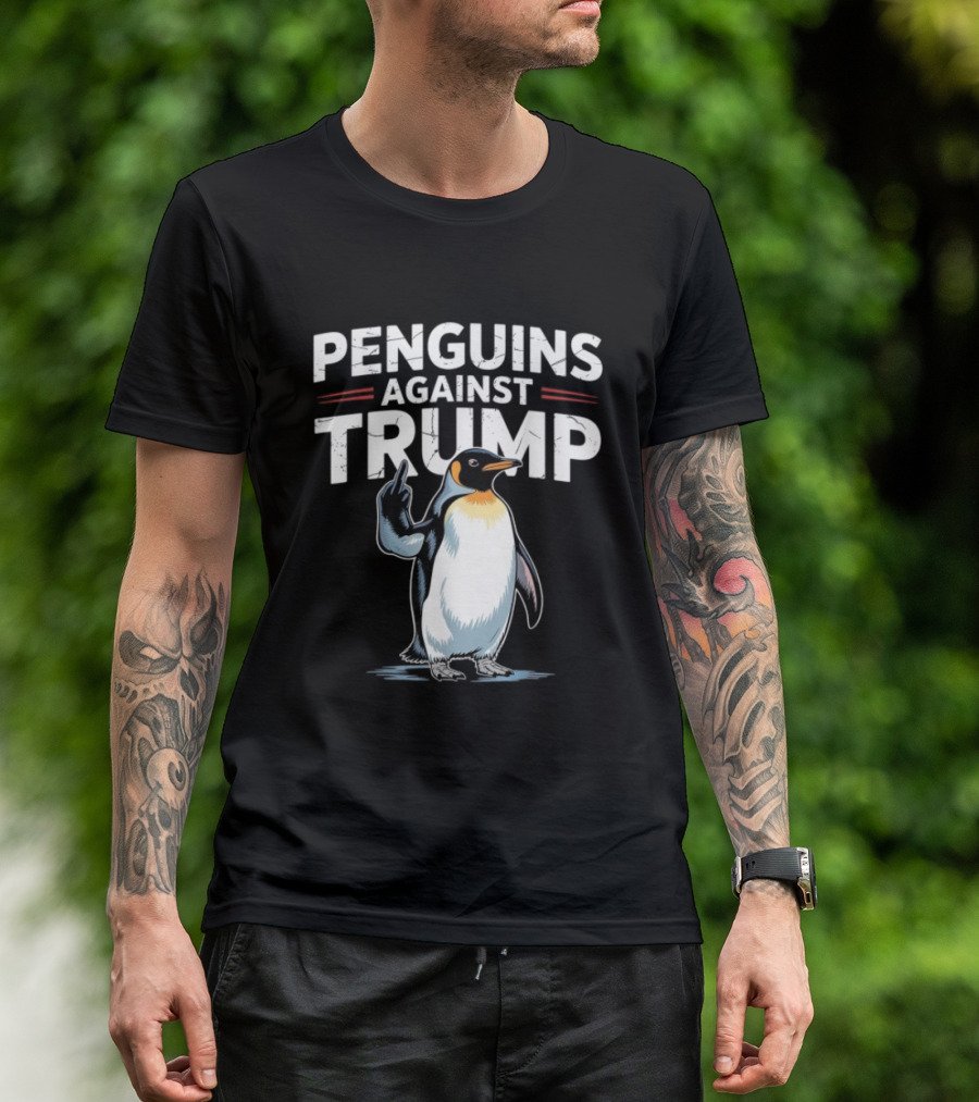 Penguins Against Trump Middle Finger Flippers Up T-Shirt