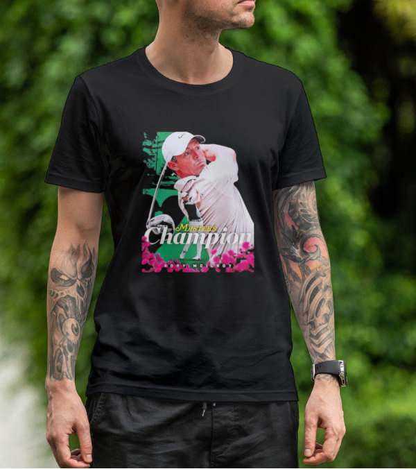 Masters Champion Rory McIlroy Golf Swing Portrait T-Shirt