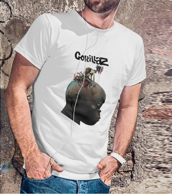 Gorillaz Character Sitting On Head Star Symbol T-Shirt