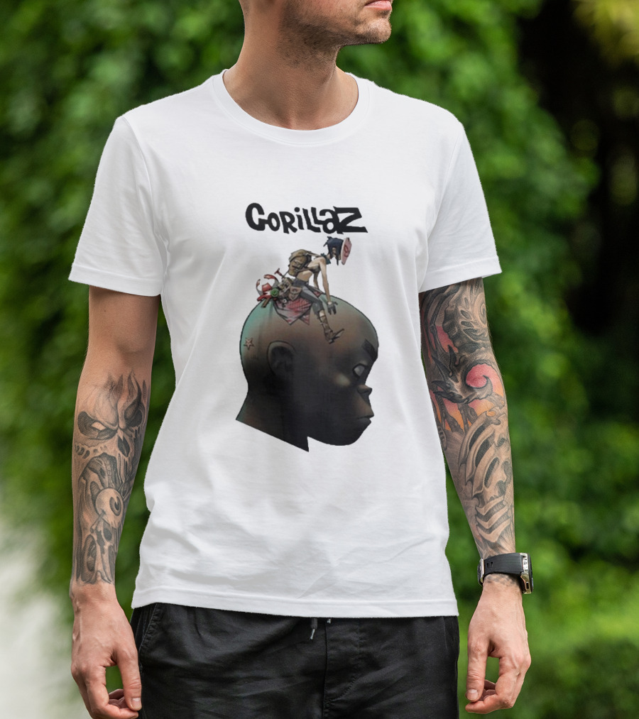 Gorillaz Character Sitting On Head Star Symbol T-Shirt