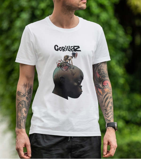 Gorillaz Character Sitting On Head Star Symbol T-Shirt