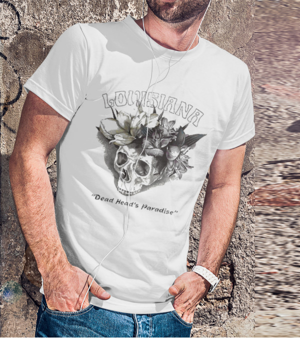 Grateful Dead Skull With Louisiana Dead Head's Paradise Floral Elements T-Shirt