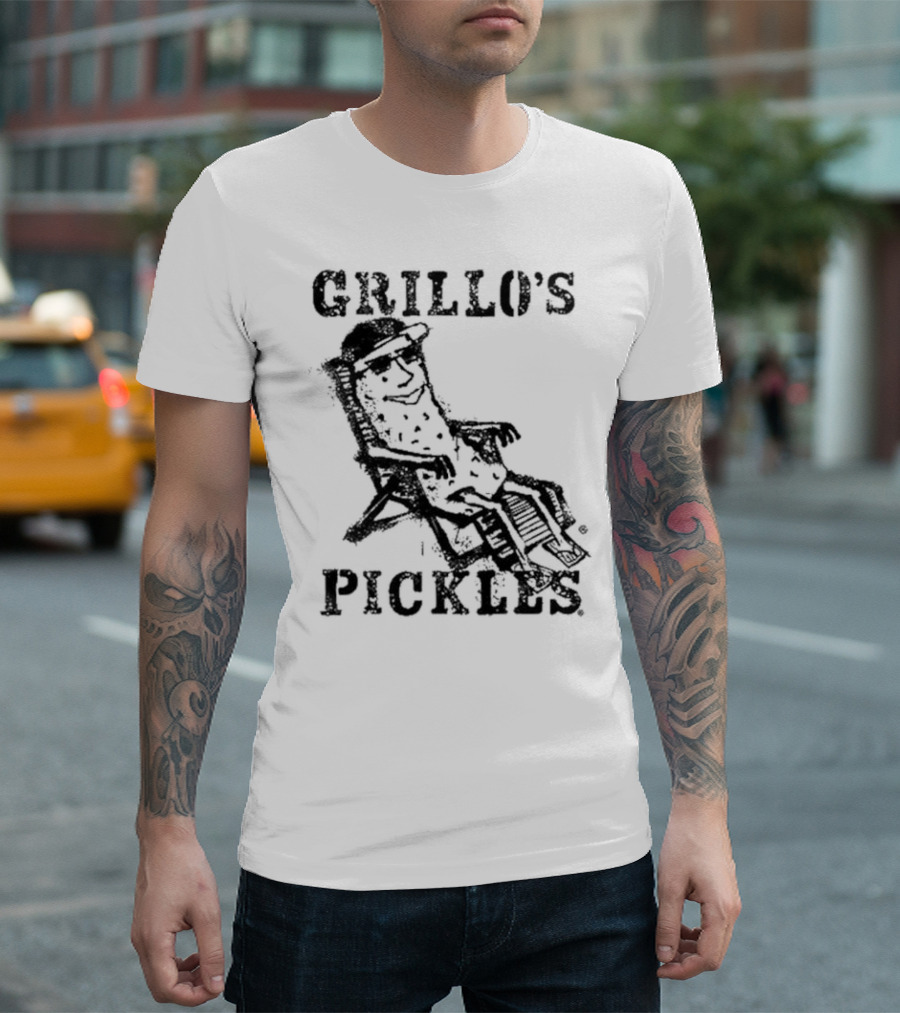Grillo's Pickles Graffiti Pickle Image T-Shirt