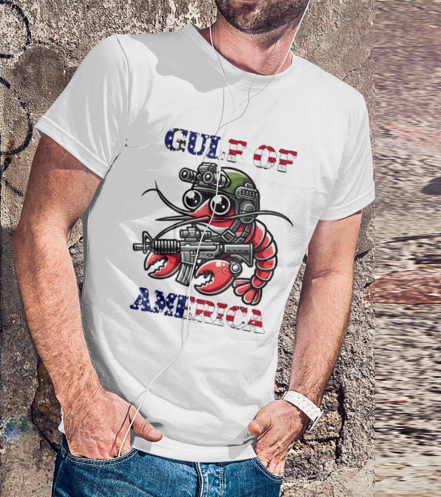 Gulf Of America Tactical Shrimp Patriotic Military Camouflage T-Shirt