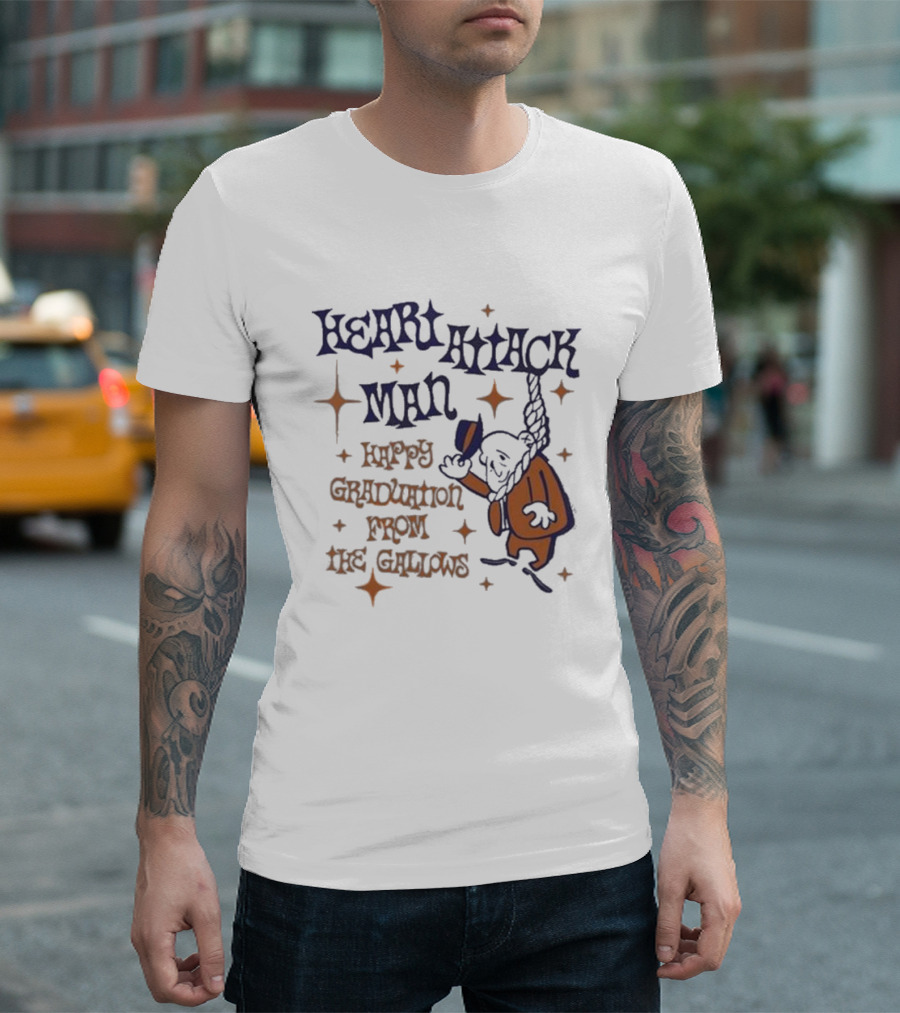 Heart Attack Man Happy Graduation From The Gallows Vintage Cartoon Style T-Shirt