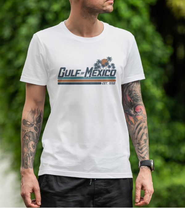 Gulf Of Mexico Est 1550 Palm Trees Retro Sunset Vintage Style T-Shirt