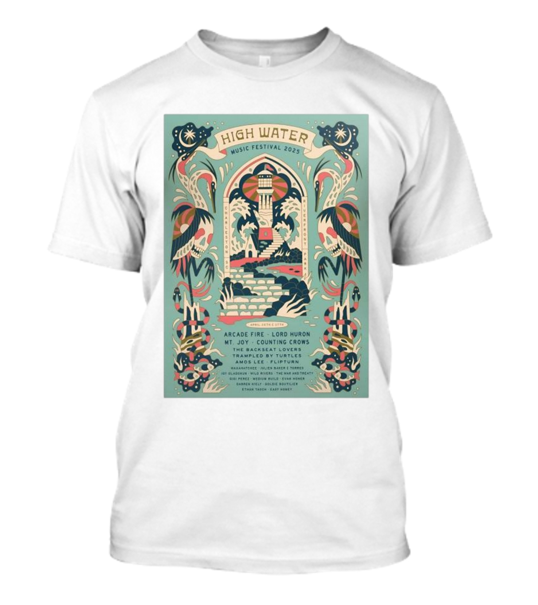 High Water Music Festival 2025 North Charleston April 26-27 Arcade Fire Lord Huron Mt. Joy Counting Crows T-Shirt