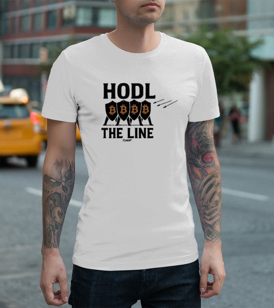 Hodl The Line Bitcoin Warrior Cryptocurrency Enthusiast BBB Pattern T-Shirt