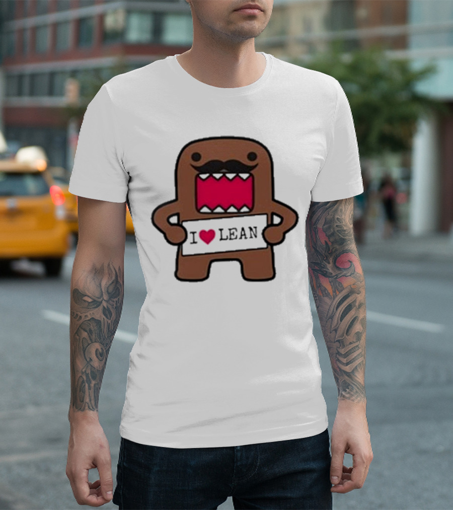 I Love Lean Domo Heart Mustache Cartoon Character T-Shirt
