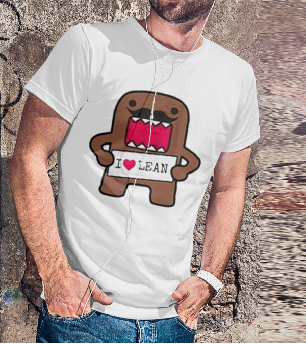 I Love Lean Domo Heart Mustache Cartoon Character T-Shirt