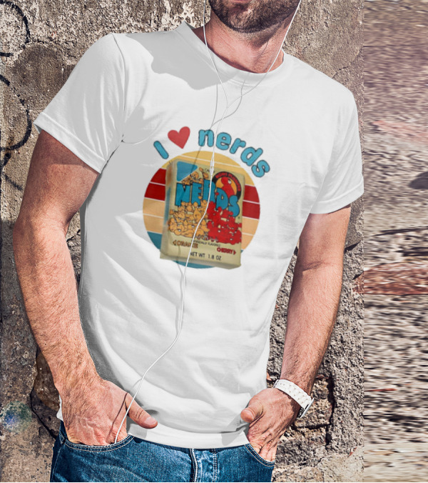 I Love Nerds Candy Box Cherry Orange Vintage Retro Style T-Shirt