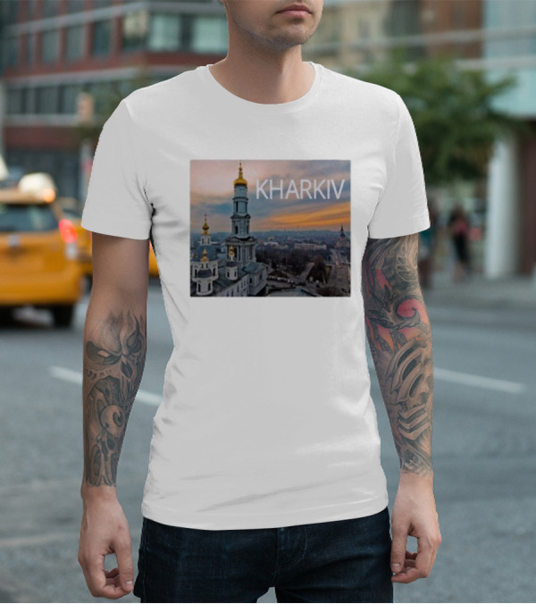 Kharkiv City Skyline With Famous Cathedral Sunset View T-Shirt