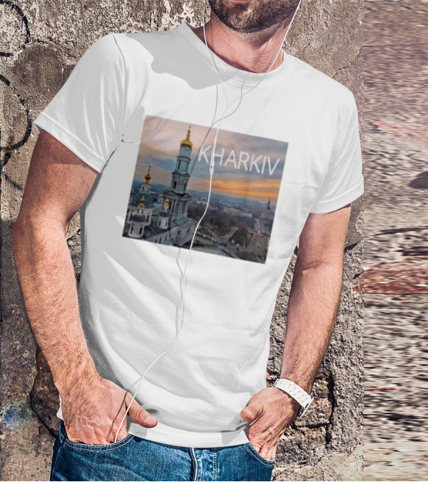 Kharkiv City Skyline With Famous Cathedral Sunset View T-Shirt