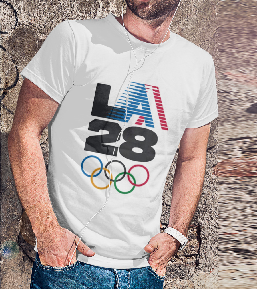 "LA 2028 Summer Olympics Retro Style With Olympic Rings" T-Shirt