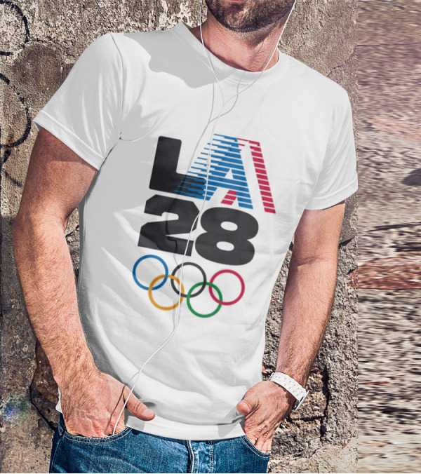 "LA 2028 Summer Olympics Retro Style With Olympic Rings" T-Shirt