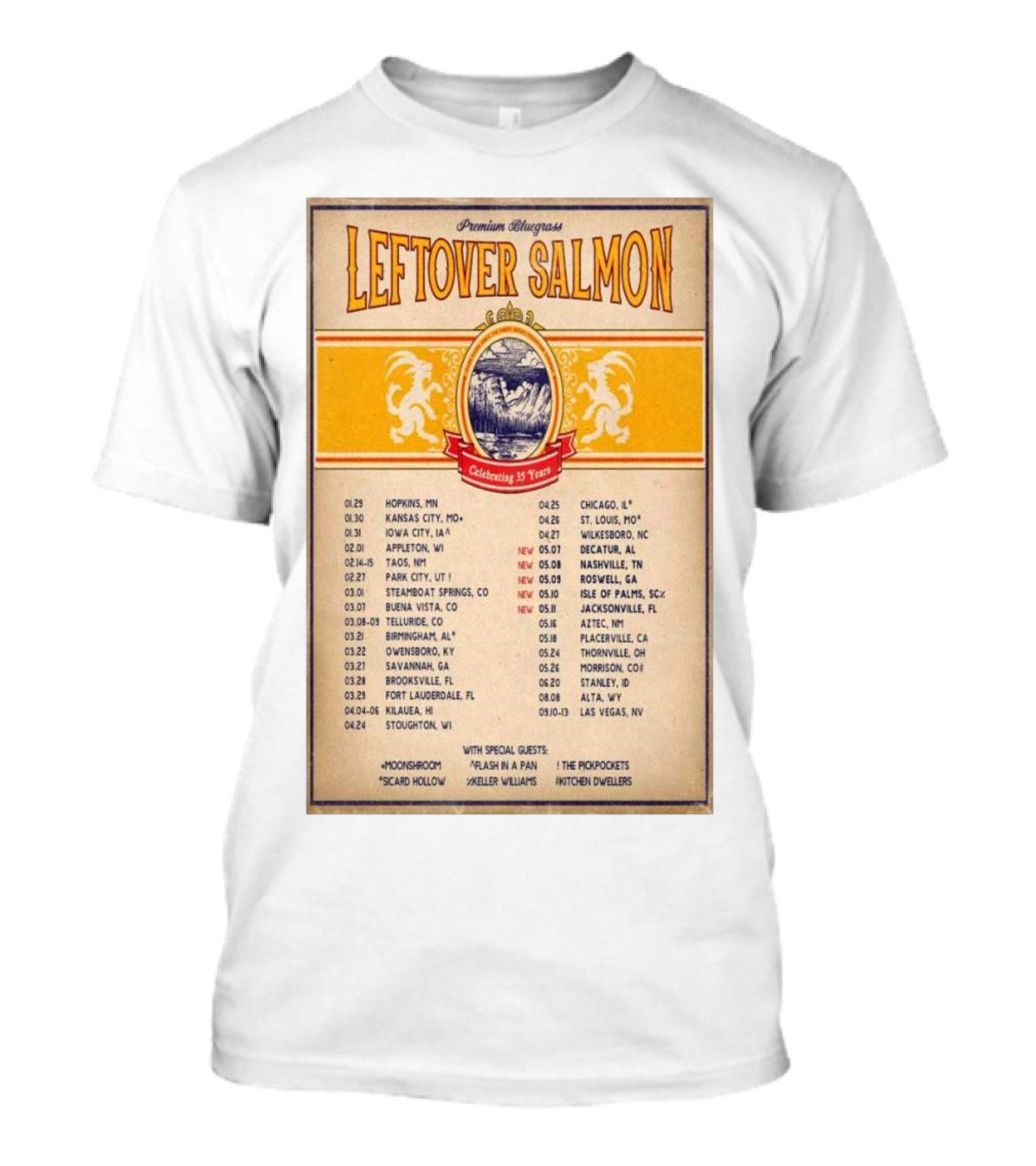 Leftover Salmon Premium Bluegrass Celebrating 35 Years Tour January 2025 With Special Guests T-Shirt