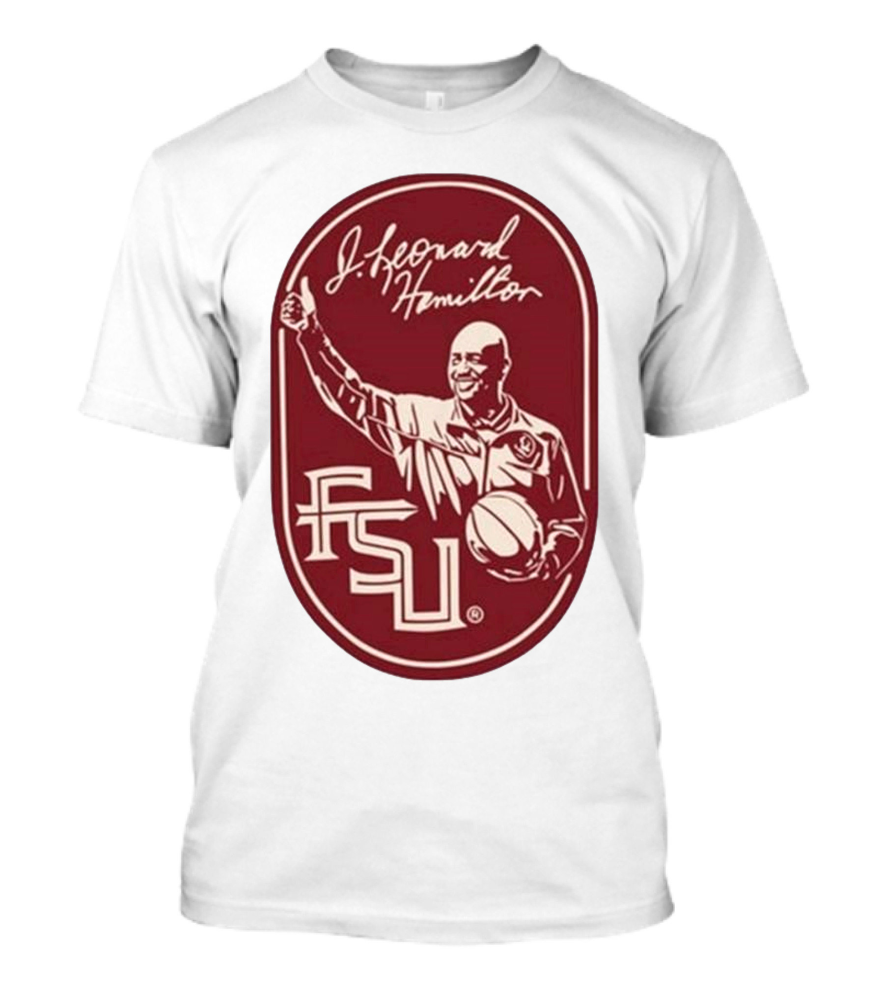 Leonard Hamilton FSU Basketball Coach With Ball And Signature T-Shirt