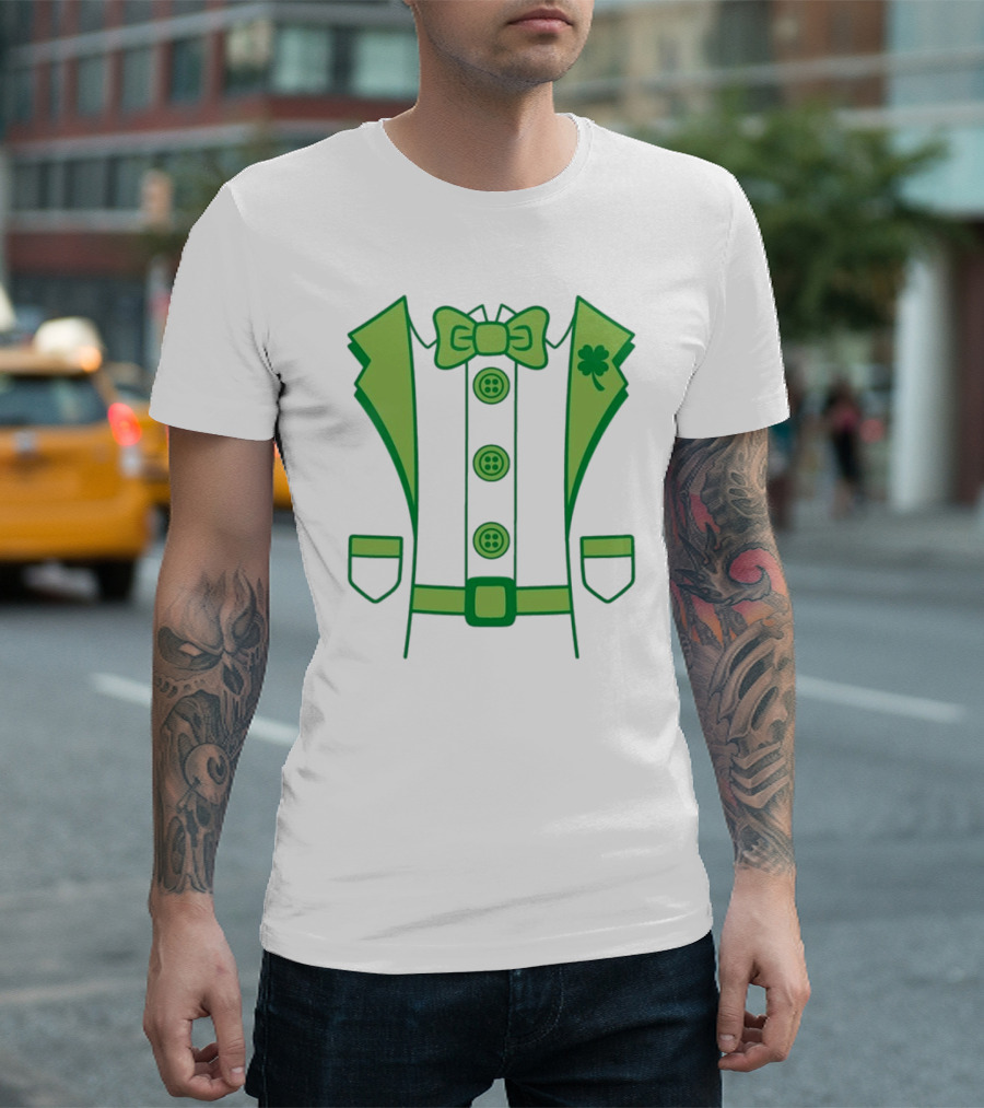 Leprechaun Suit with Bowtie and Shamrock St Patty’s Day T-Shirt