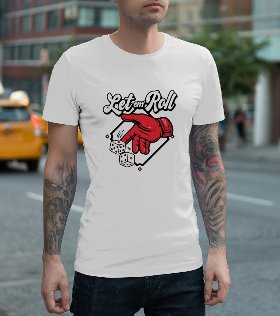 Let Em Roll Cincinnati Baseball Dice Hand Graphic T-Shirt