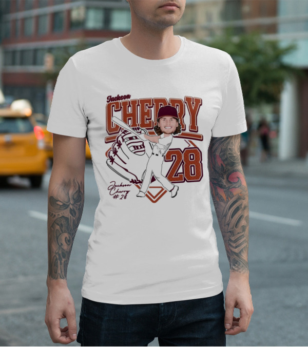 Cherry Baseball Jackson #28 Player Portrait 2025 T-Shirt