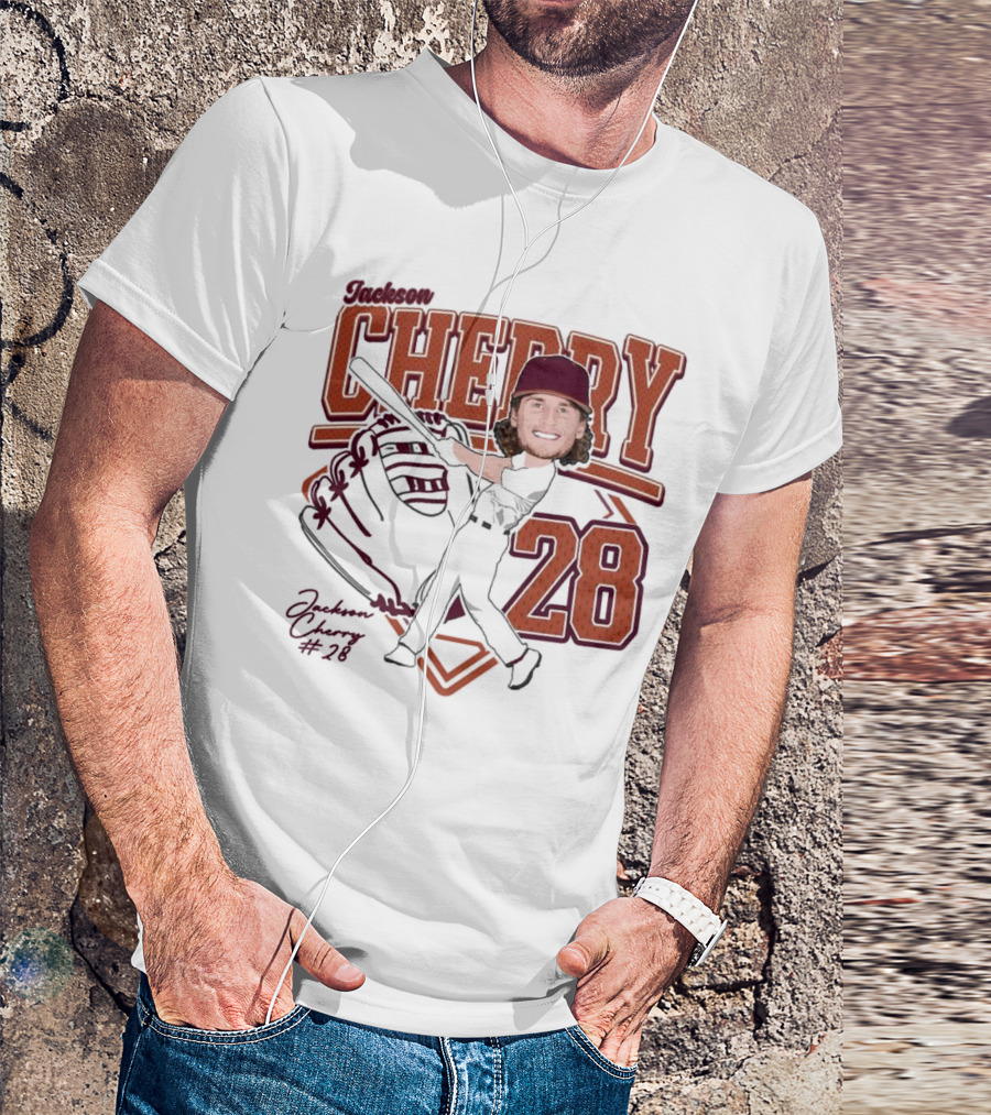 Cherry Baseball Jackson #28 Player Portrait 2025 T-Shirt