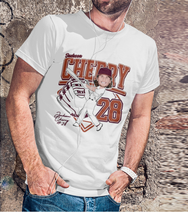 Cherry Baseball Jackson #28 Player Portrait 2025 T-Shirt