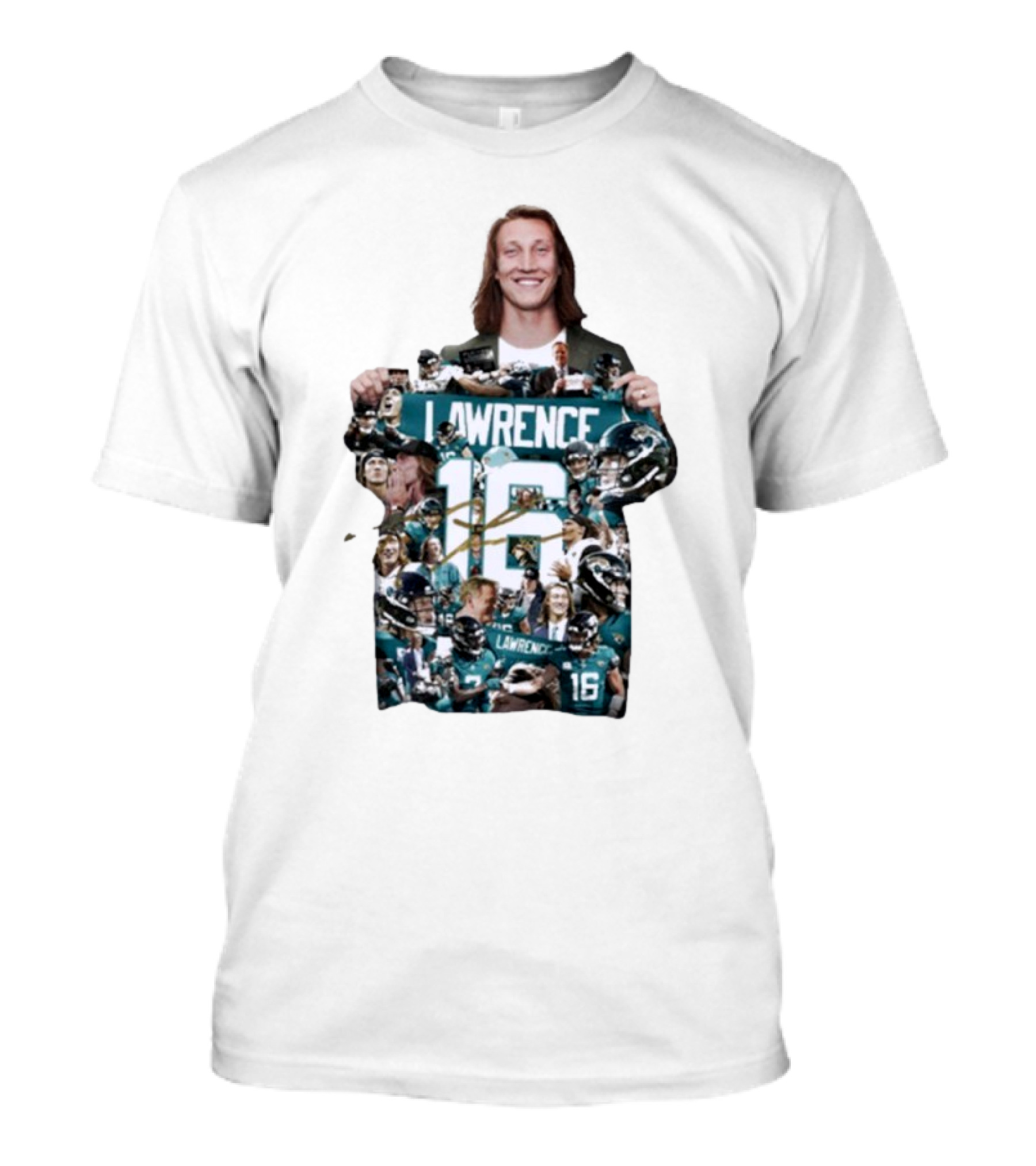 Jacksonville Jaguars Trevor Lawrence 16 Round 1 Pick 1 2021 NFL Draft Signature T-Shirt