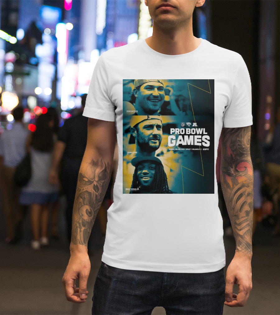 Jacksonville Jaguars Pro Bowl Games Ross Matiscik Logan Cooke Brian Thomas Jr. NFL Sunday Feb 2 2025 Orlando T-Shirt