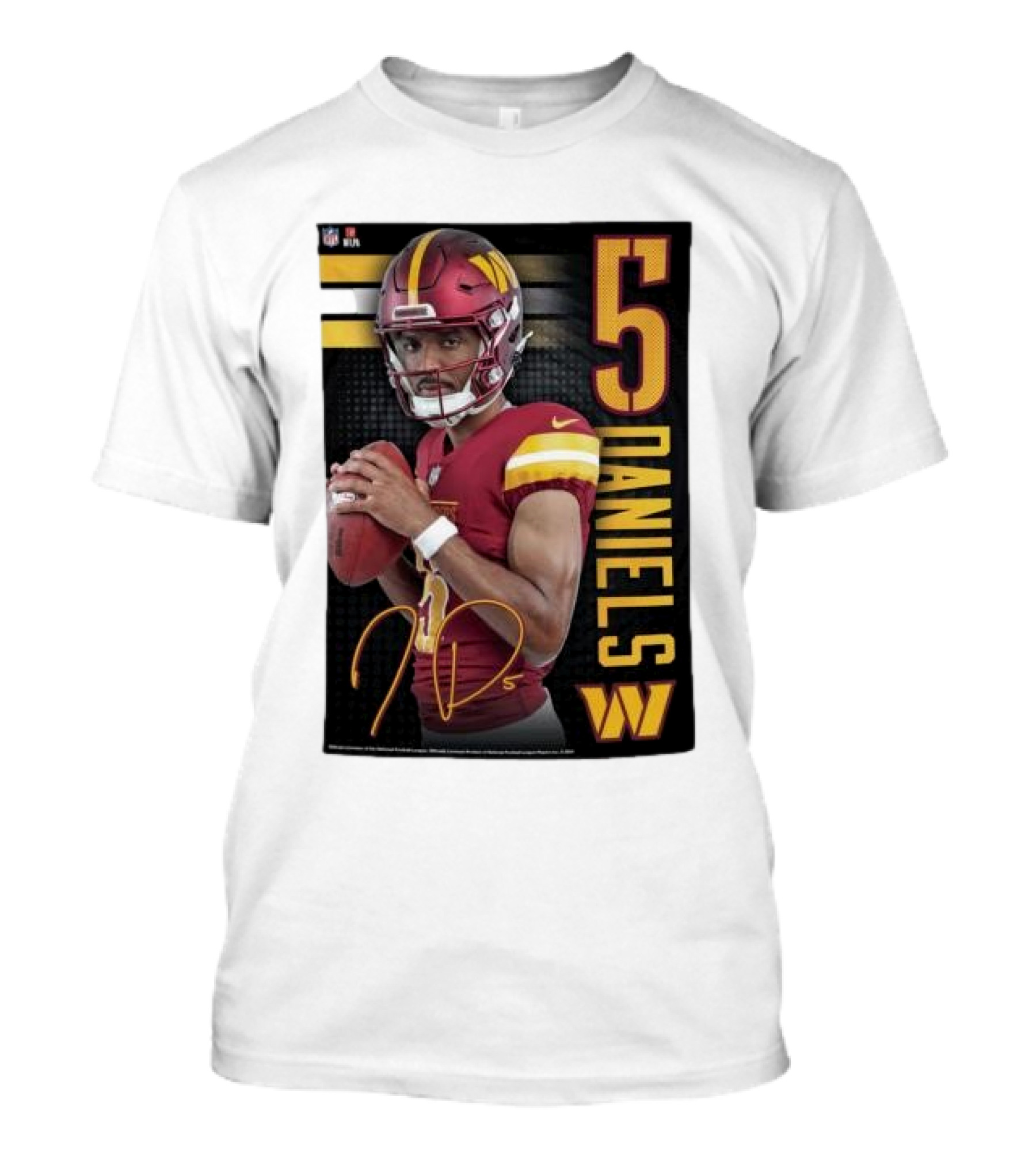 NFL Washington Commanders Jayden Daniels 5 Signature T-Shirt