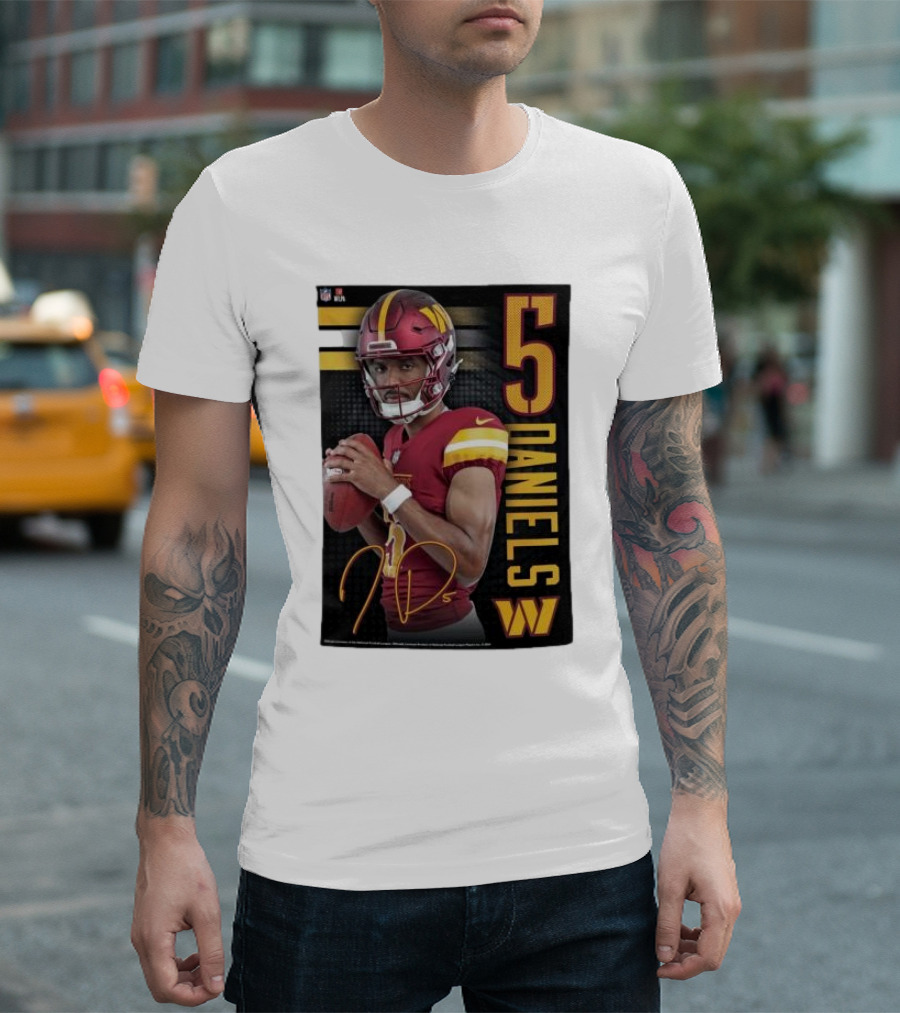 NFL Washington Commanders Jayden Daniels 5 Signature T-Shirt