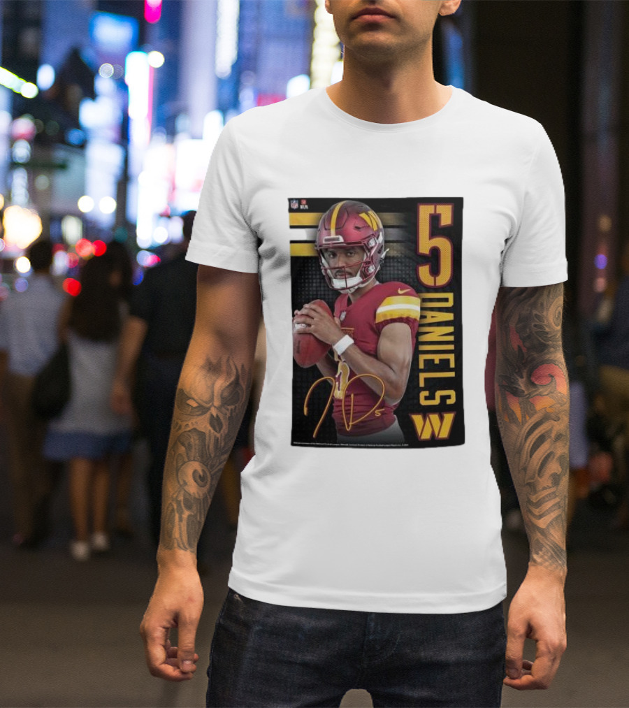 NFL Washington Commanders Jayden Daniels 5 Signature T-Shirt