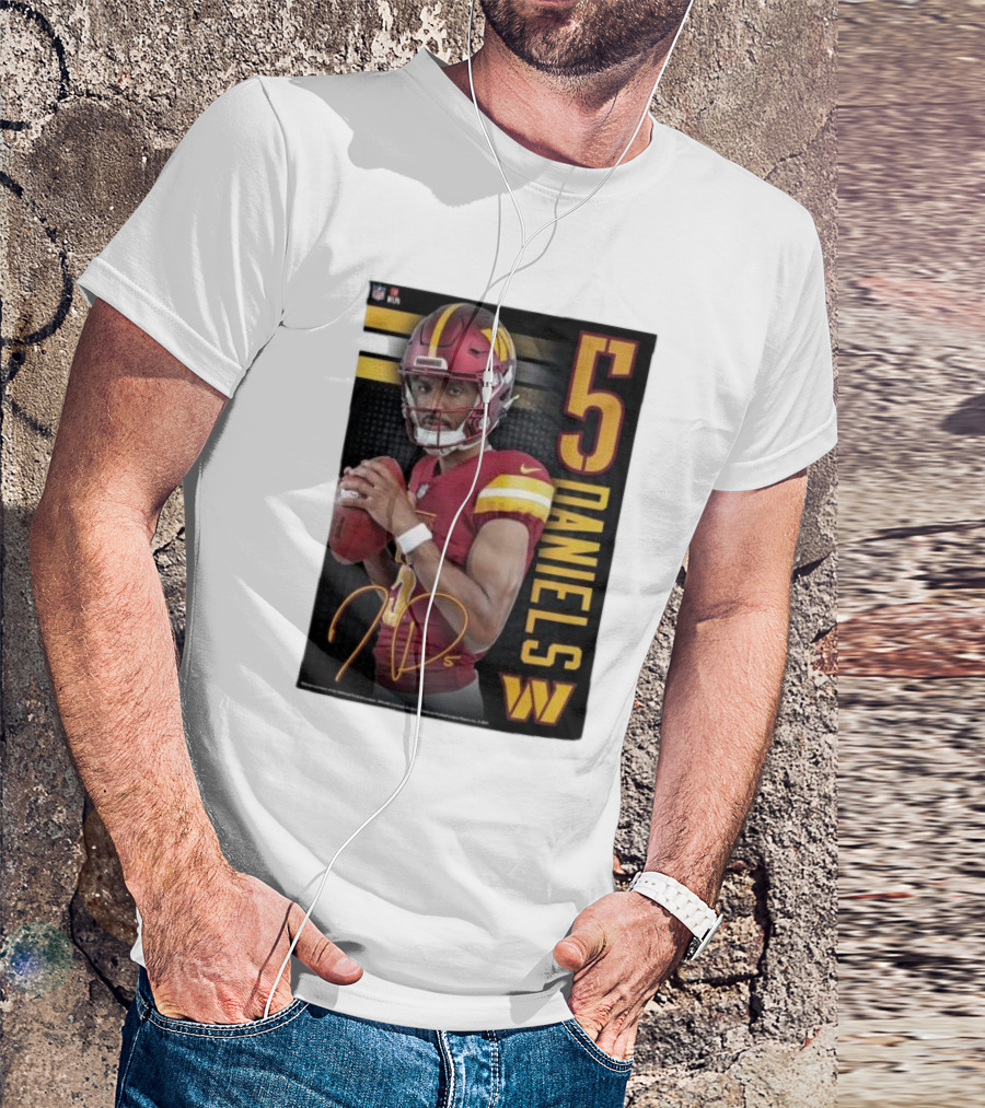 NFL Washington Commanders Jayden Daniels 5 Signature T-Shirt