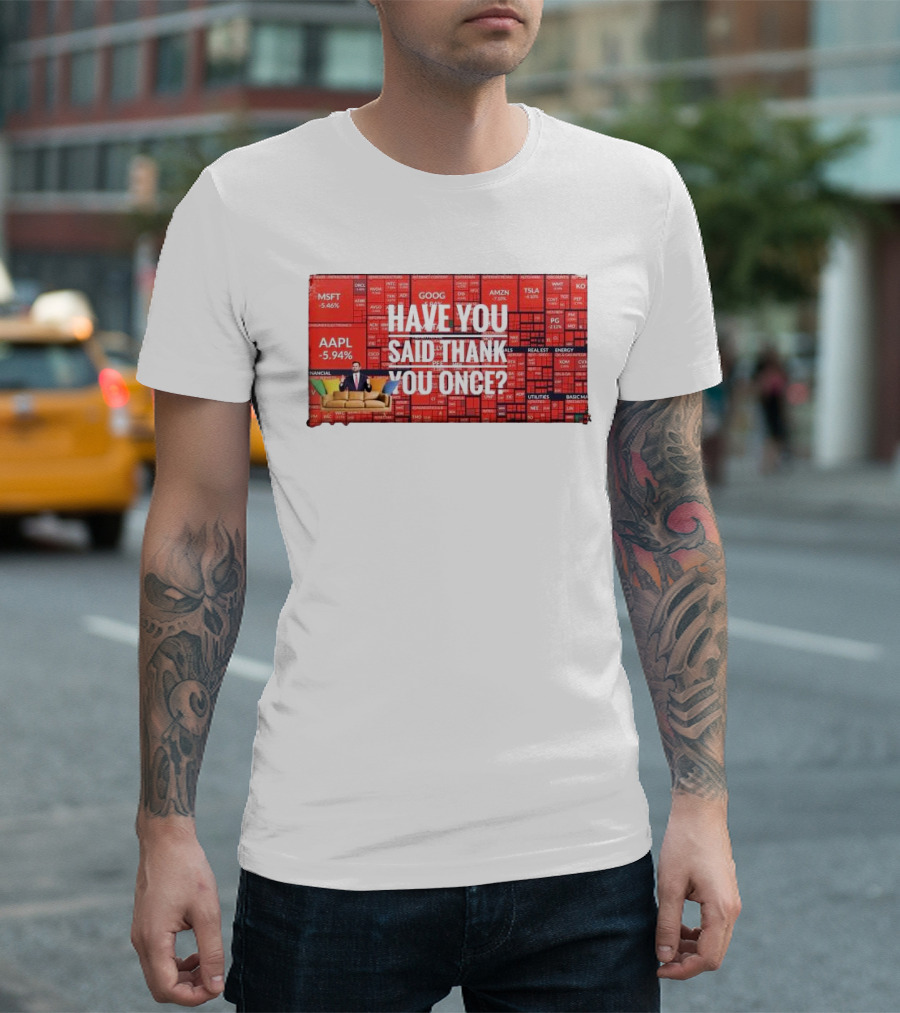 JD Vance Have You Said Thank You Once Stock Market Red Decline Background T-Shirt