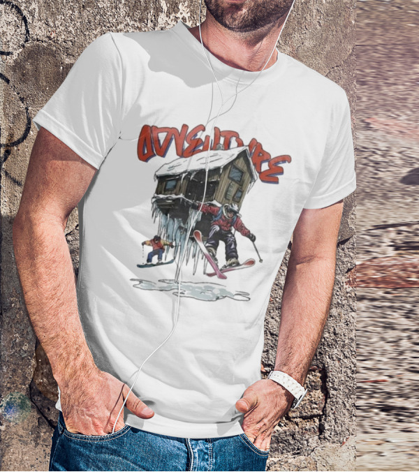 Adventure Jimmy's One Last Run Skiing Cabin Snowboarding T-Shirt