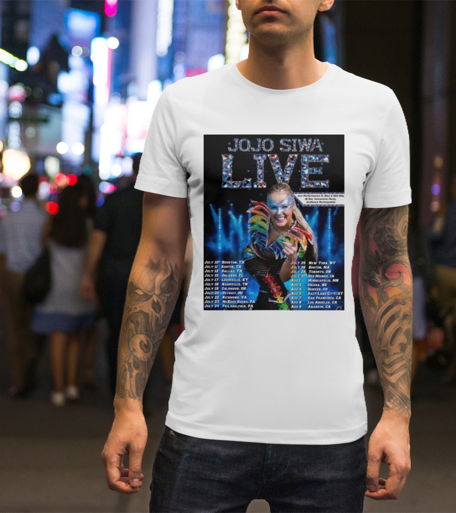 JoJo Siwa Live Tour 2025 Dates And Cities List Featuring Sparkling Costume And Interactive Experience T-Shirt