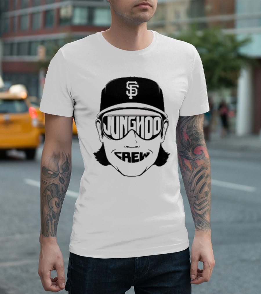 Jung Hoo Crew 2025 San Francisco Giants Baseball Cap and Sunglasses T-Shirt