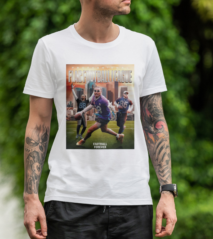 Professional Flag Football League NFL Football Forever Featuring Number 18, 88, And 85 T-Shirt