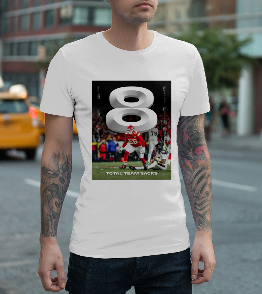 Kansas City Chiefs 8 Total Team Sacks George Karlaftis Chris Jones Charles Omenihu NFL Football T-Shirt