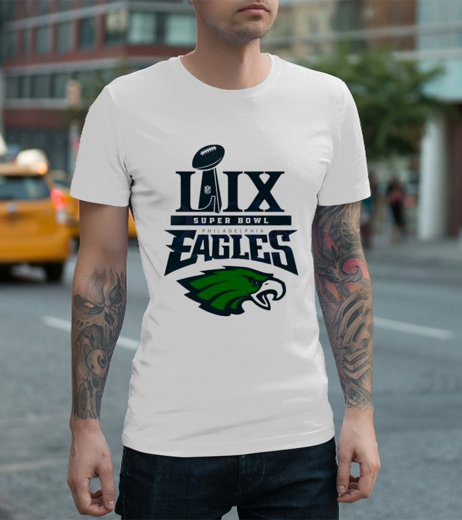 LIX Super Bowl Philadelphia Eagles Trophy And Logo T-Shirt