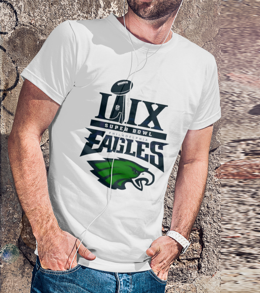 LIX Super Bowl Philadelphia Eagles Trophy And Logo T-Shirt